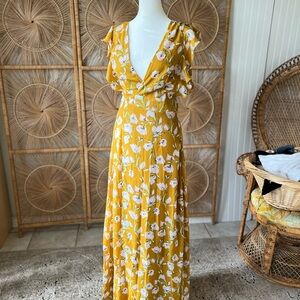 Floral Yellow Maxi Dress